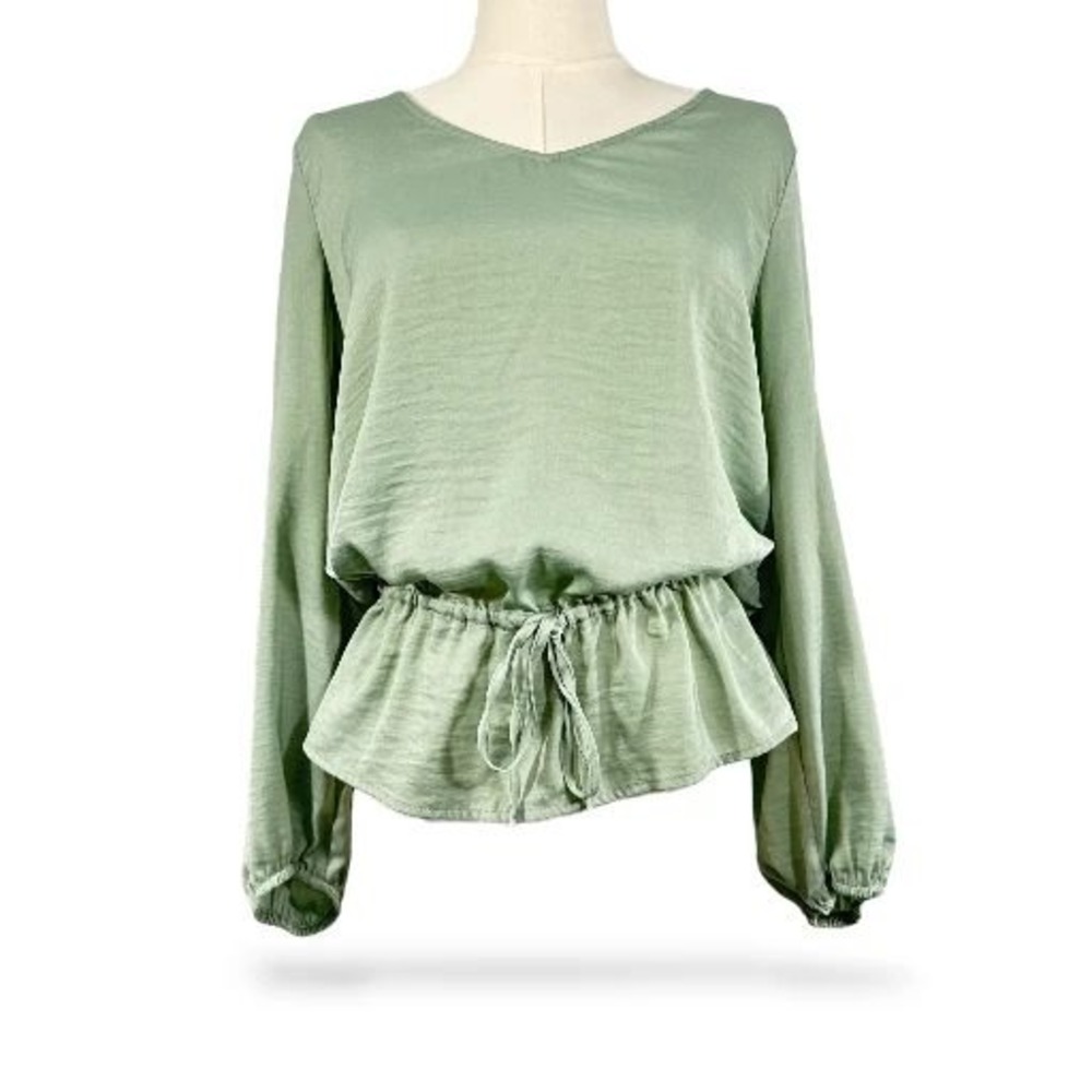 Banana Republic Green Long‎ Sleeve V Neck Top Shirt Small Size